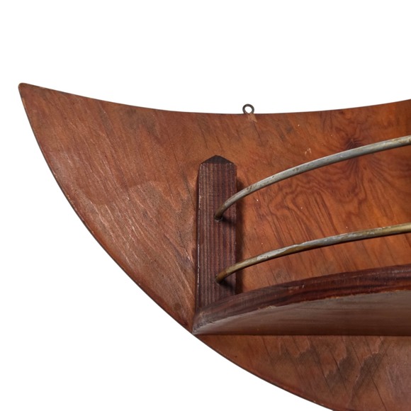 Vintage MCM Hand Made Crescent Moon Stair Step Wood Wall Shelf Celestial Decor - Picture 5 of 13